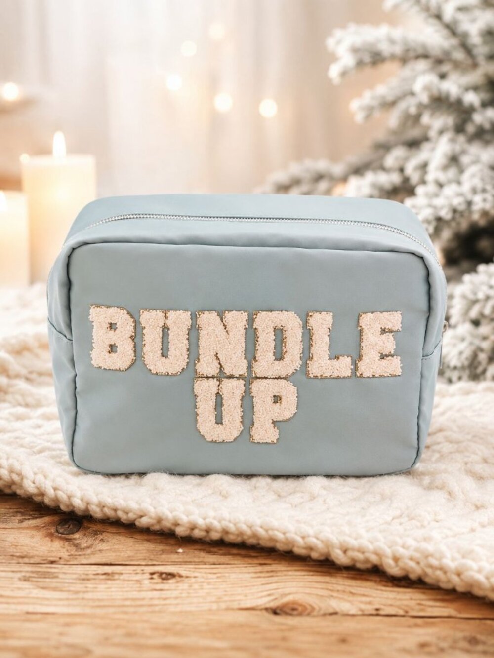 Hart + Hollow Winter Blue Bundle Up XL Cosmetic Bag